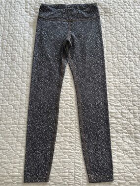 Athleta Girl  Chit Chat  Tight Size L -12 Black White Speckled Brown Thread